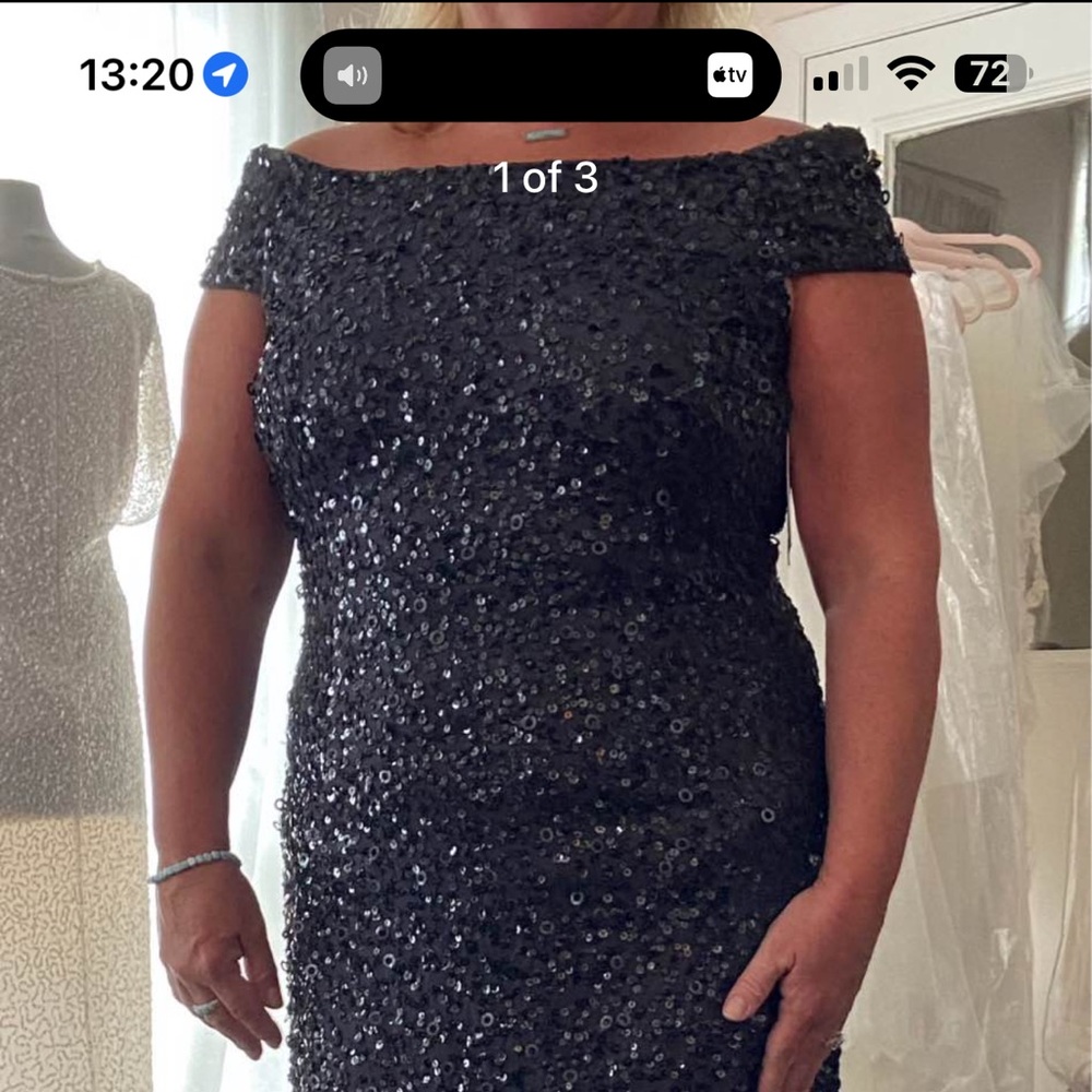 Adriana Papell Navy Sequin Dress